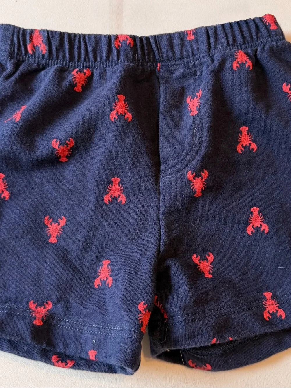 Little Me Baby 6M 2-Piece Lobster Outfit Striped Bodysuit Navy Shorts Nautical